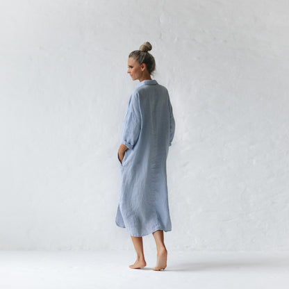 Linen shirt dress | Blue
