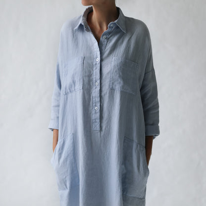Linen shirt dress | Blue