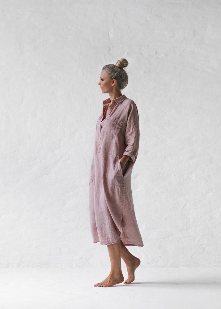 Linen shirt dress | Dusky Pink