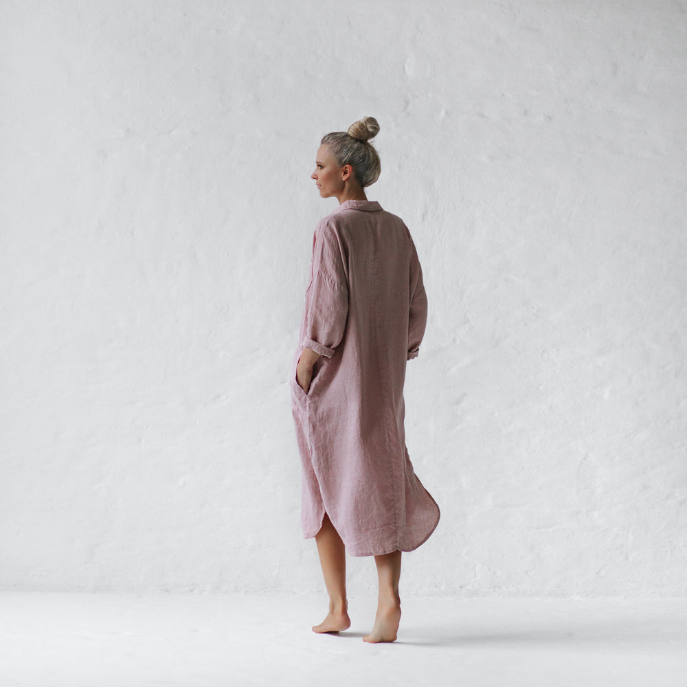 Linen shirt dress | Dusky Pink