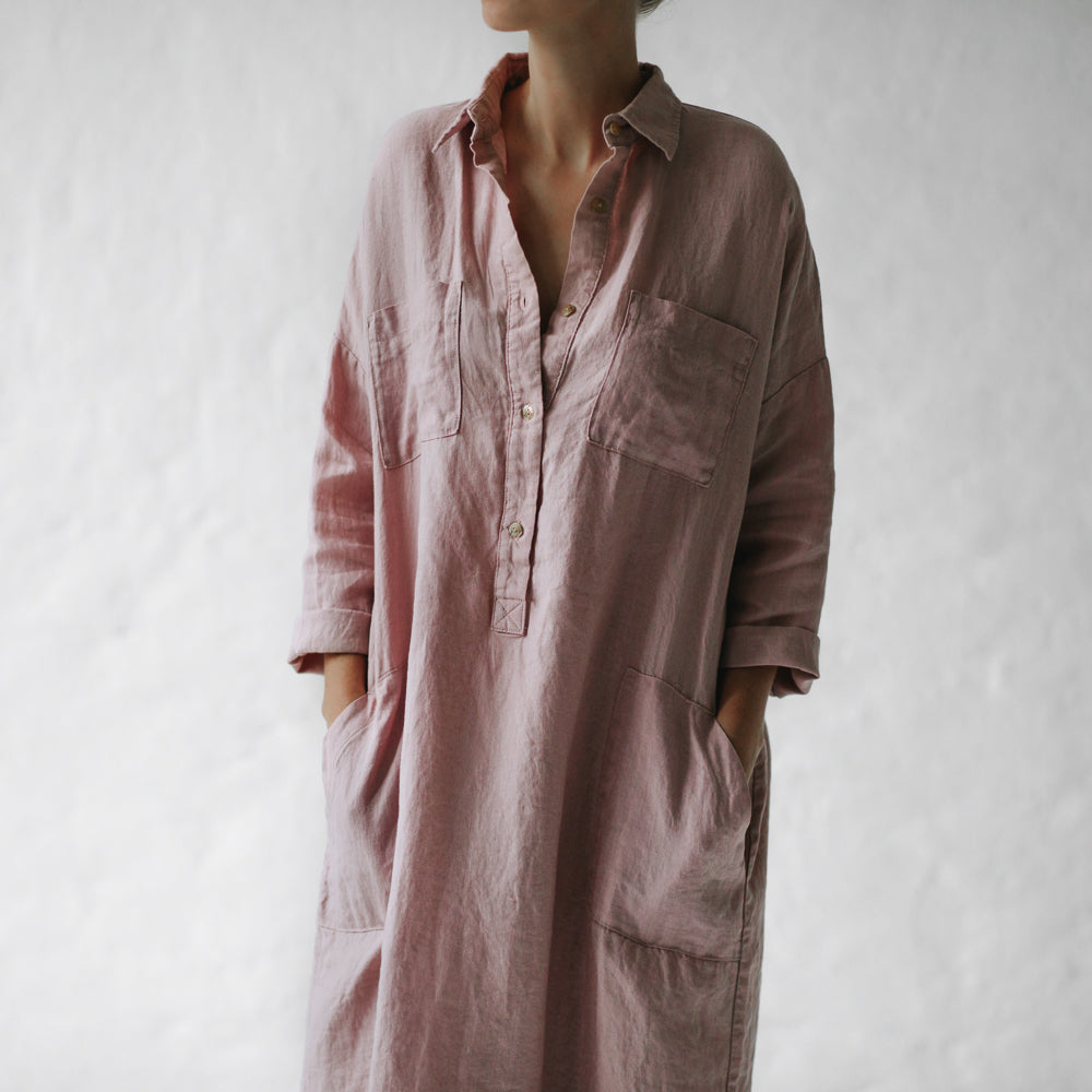 Linen shirt dress | Dusky Pink