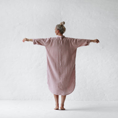 Linen shirt dress | Dusky Pink