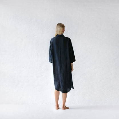 Linen shirt dress | Navy