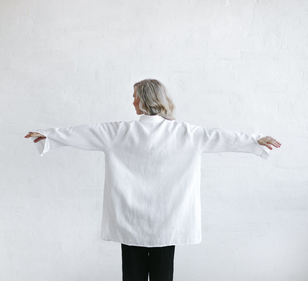 Linen Boyfriend Shirt | White