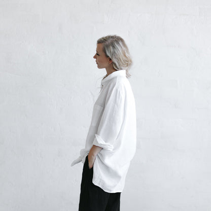Linen Boyfriend Shirt | White