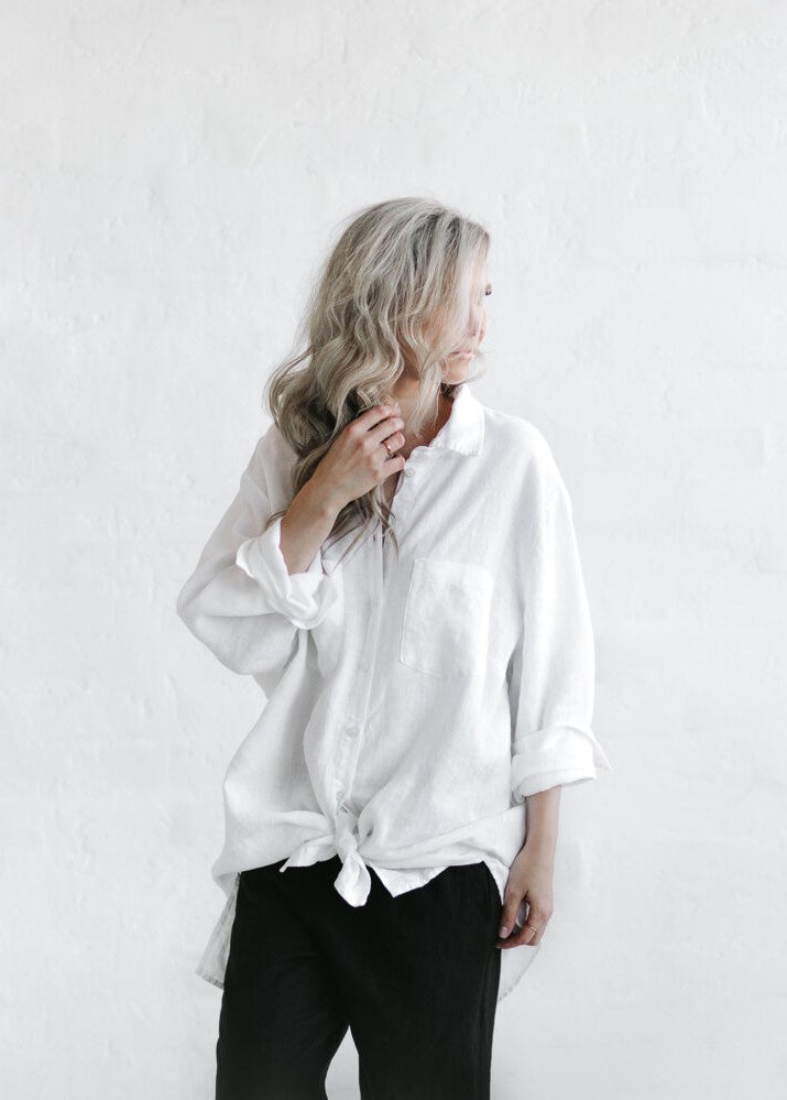 Linen Boyfriend Shirt | White