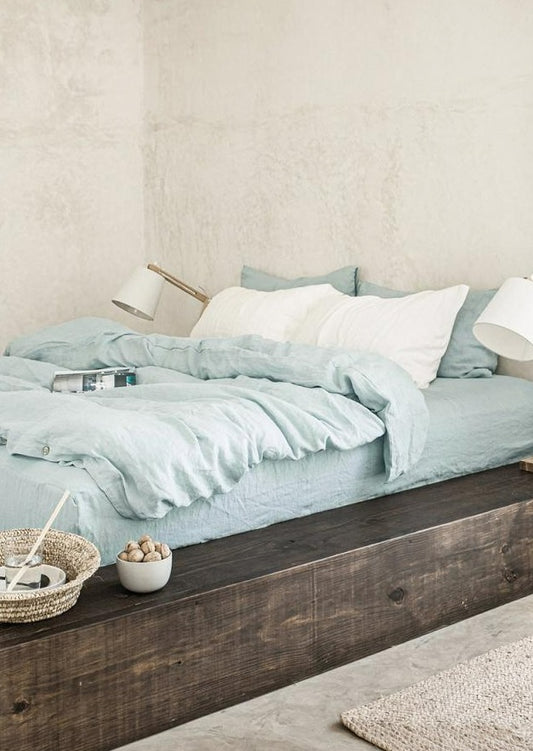 Dusky Blue Linen Duvet cover Set | Made in Europe