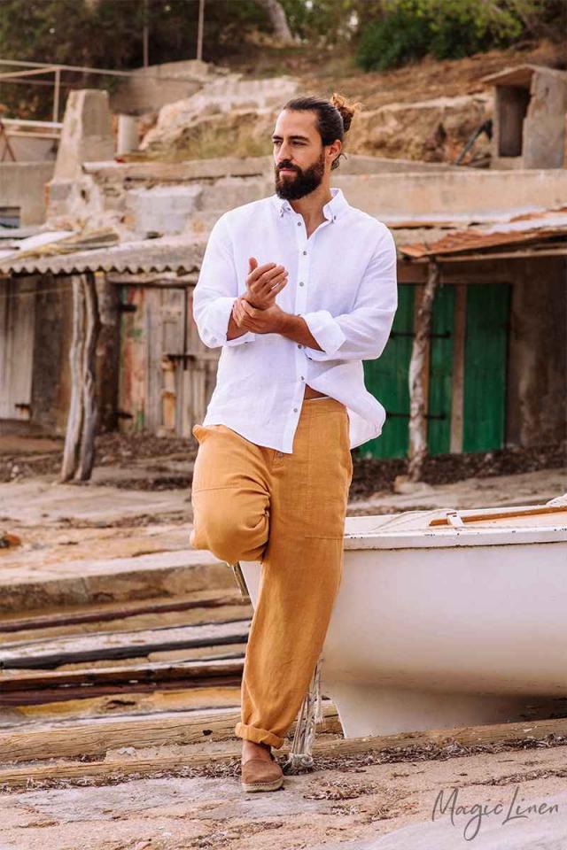 Mens Linen Shirt | White