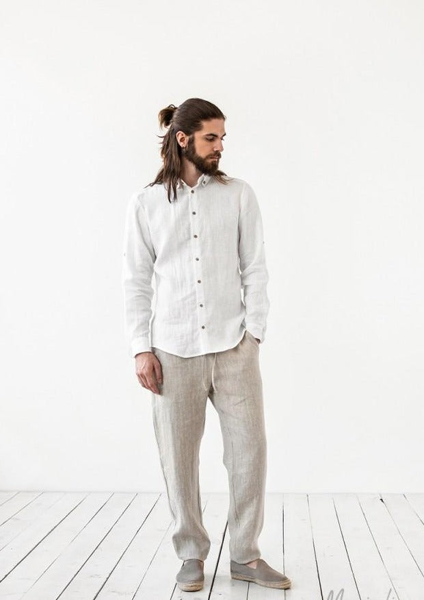 Mens Linen Pants | Natural