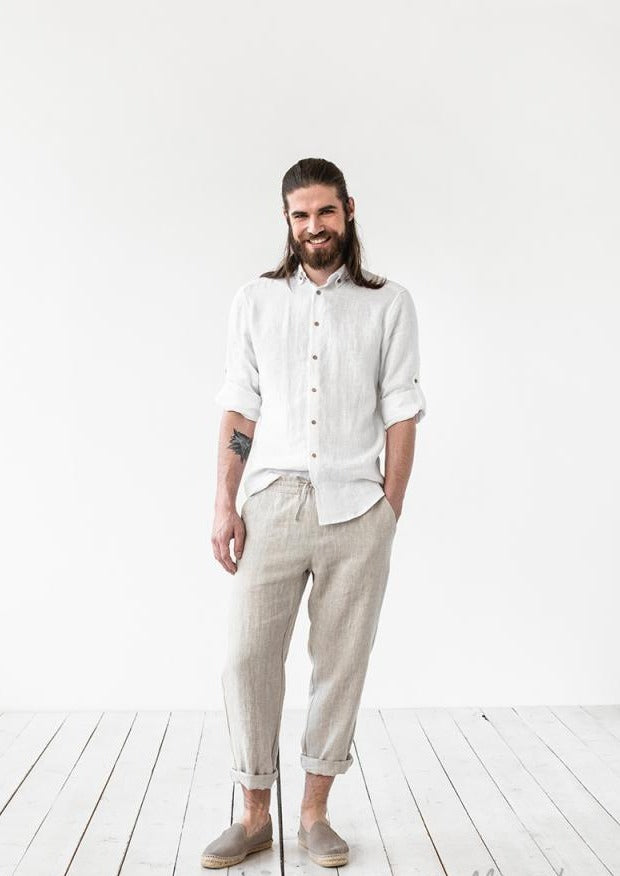 Mens Linen Pants | Natural