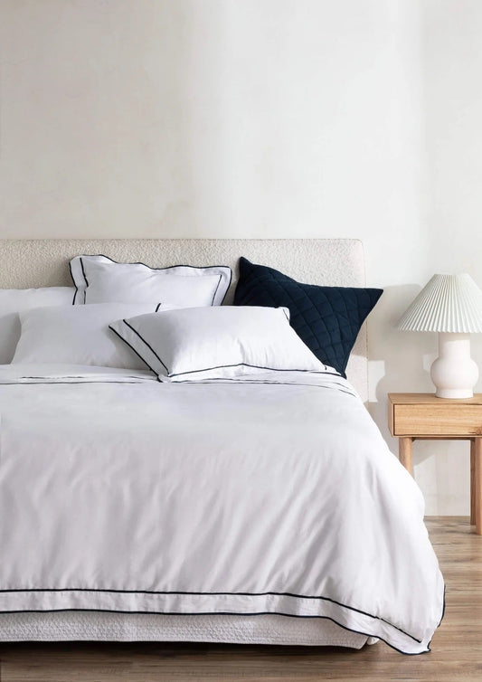 Egyptian Cotton Grosgrain Pillowcases | Navy