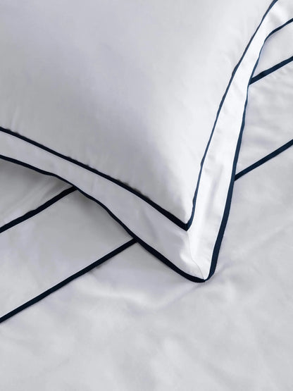 Egyptian Cotton Grosgrain Duvet Set | Navy