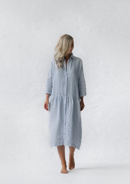 Oversized Linen Dress | Blue