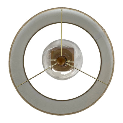 IVY ANTIQUE BRASS AND GLASS LAMP WITH NATURAL LINEN SHADE