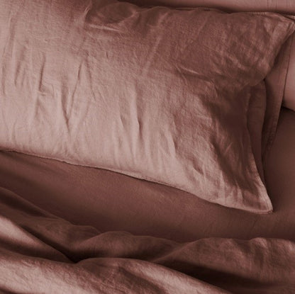 French Linen Duvet Cover Set  | Rose