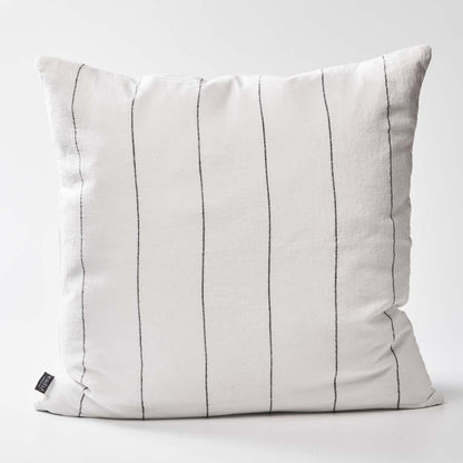 French Linen Euro's | Charcoal Stripe