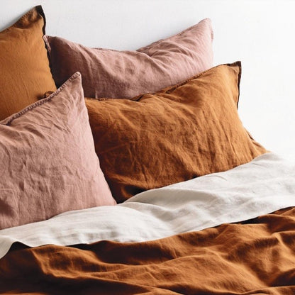 French Linen Duvet Cover Set  | Rose