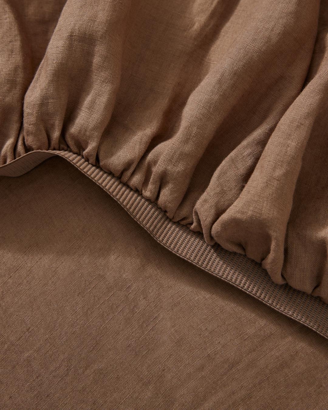 French Flax Linen Fitted Sheet | Tan