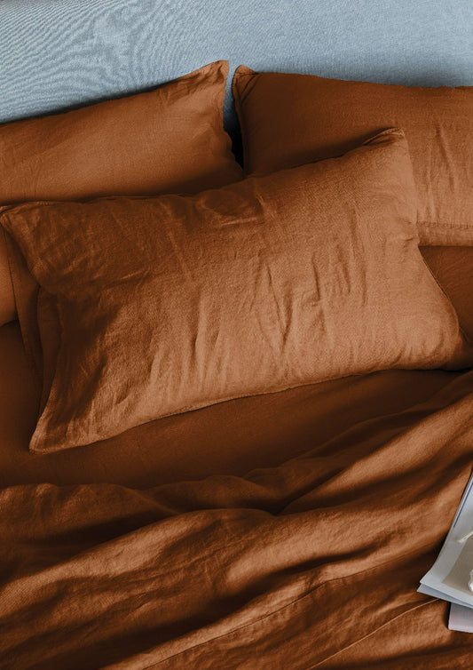 French Linen Duvet Cover Set  | Tobacco