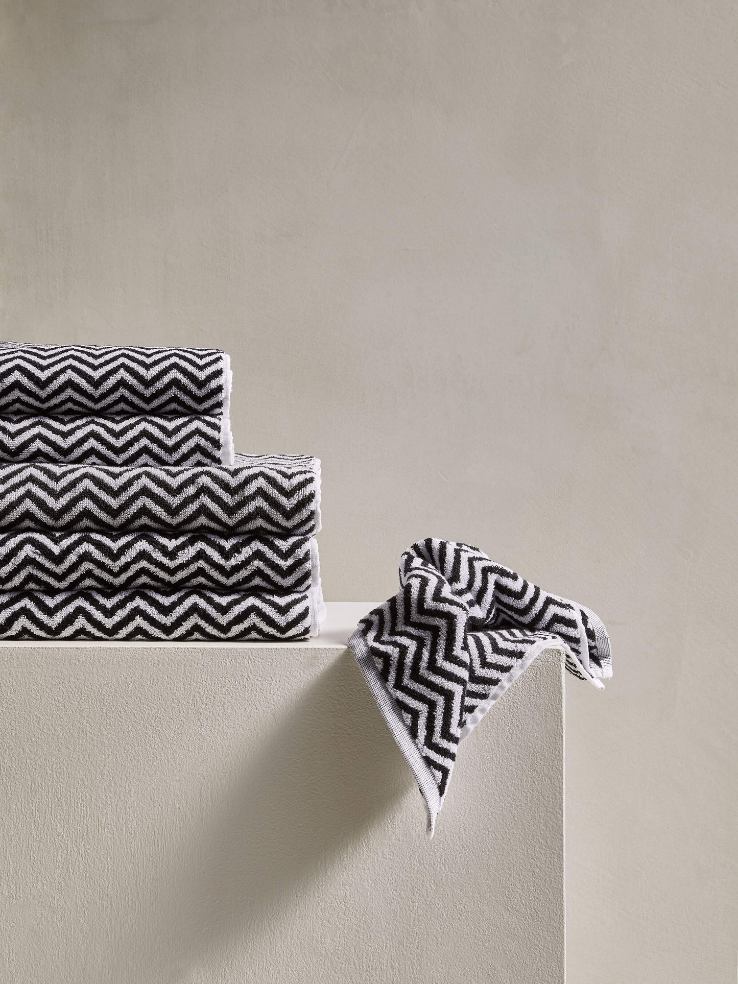 Herringbone Black & White Towels