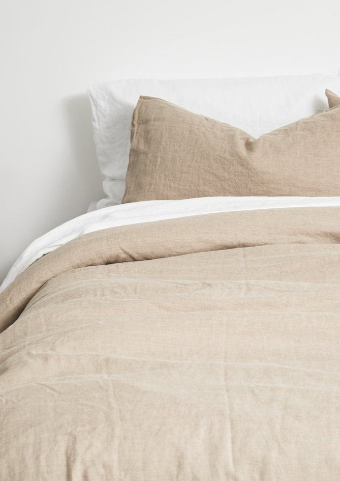 Natural Stonewashed Linen Pillowcases | Lodge Size
